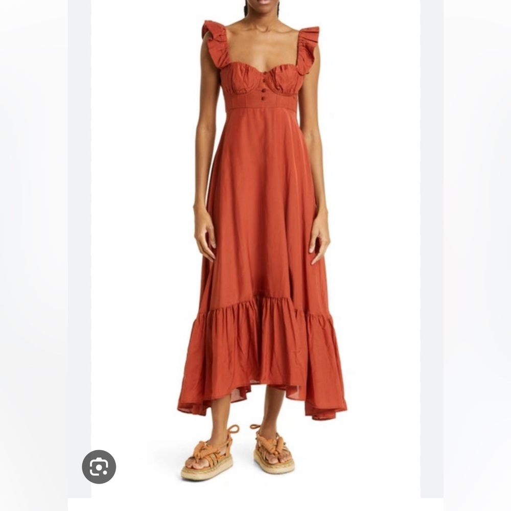 Farm Rio Brown Sleeveless Maxi Dress